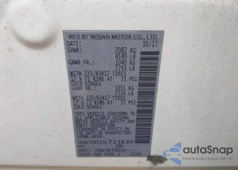 2018 Nissan Rogue S z USA, uszkodzony, nr VIN 5N1AT2MT3JC713630